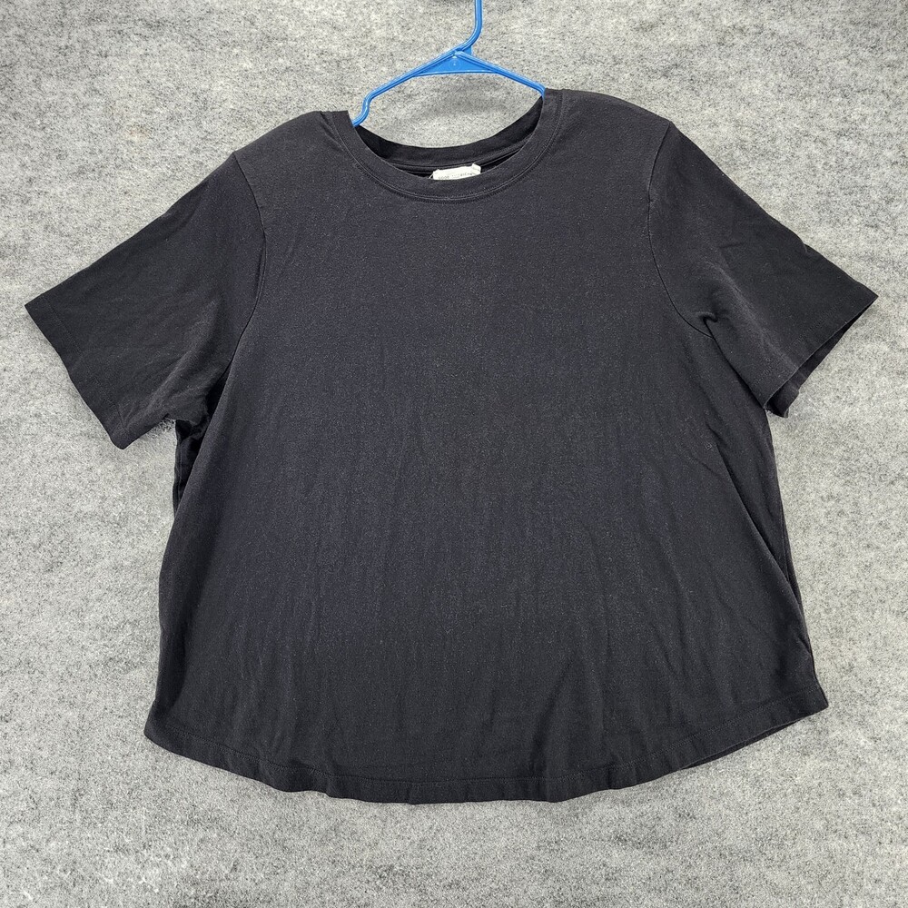 Good American Shirt Womens 5 Short Sleeve Black Shoulder Pads